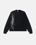 Black Flation streetwear boxy script graphic washed T-shirt with bold lettering, casual fit, and distressed washed fabric.