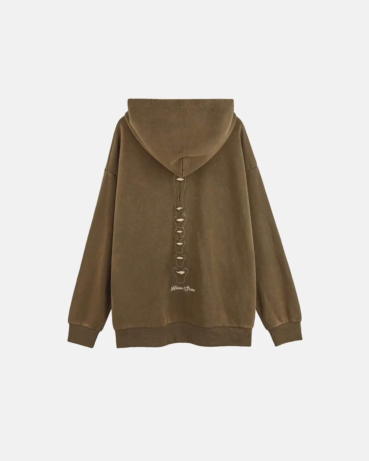 Black distressed ribcage wash hoodie by Flation Streetwear, featuring a relaxed fit and unique vintage wash design.