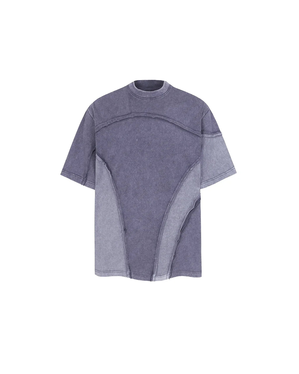 Patchwork washed boxy cropped T-shirt by Flation Streetwear featuring multicolor patchwork and relaxed fit.