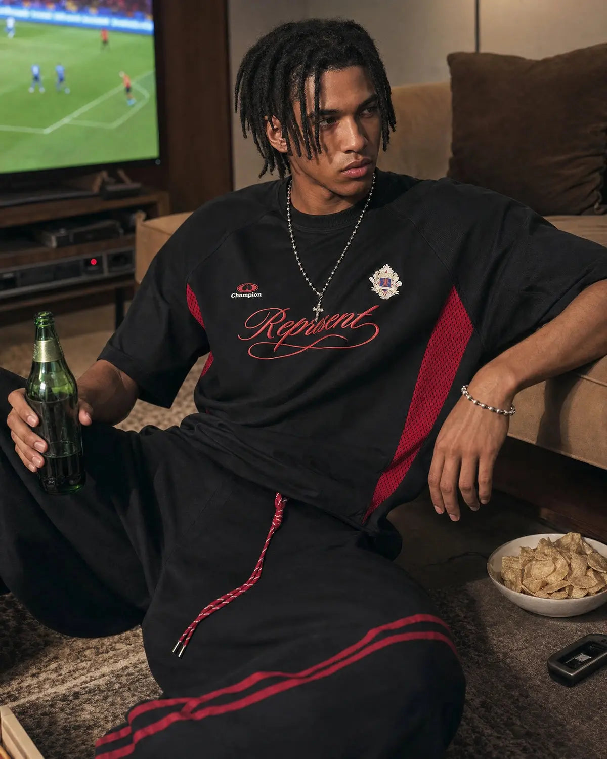 Retro colorblock football jersey by Flation featuring bold color blocks and classic sportswear design.