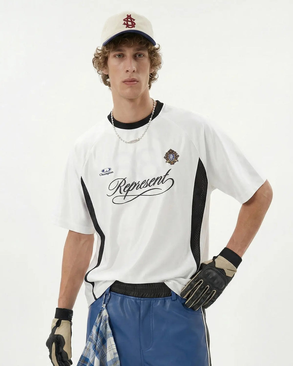 Retro colorblock football jersey by Flation featuring bold color blocks and classic sports style, displayed on a mannequin.