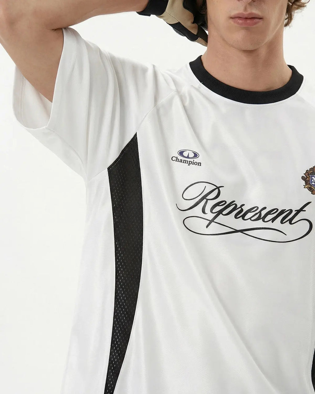 Retro colorblock football jersey by Flation featuring bold color blocks and sport-inspired design.