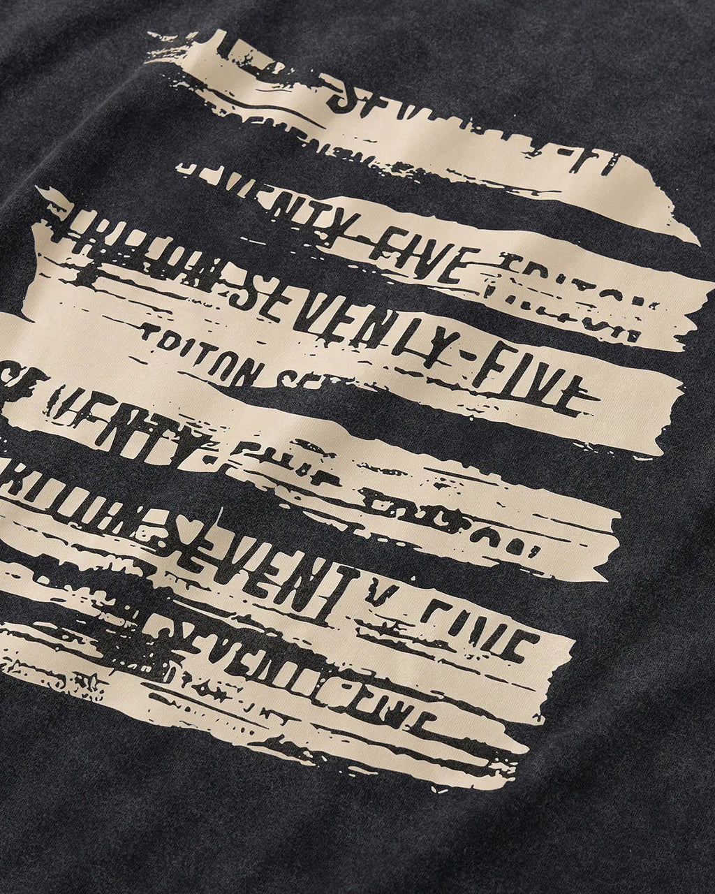 Black Retro Washed Graphic Cotton T-Shirt by Flation Streetwear, featuring vintage-style print and comfortable cotton fabric.
