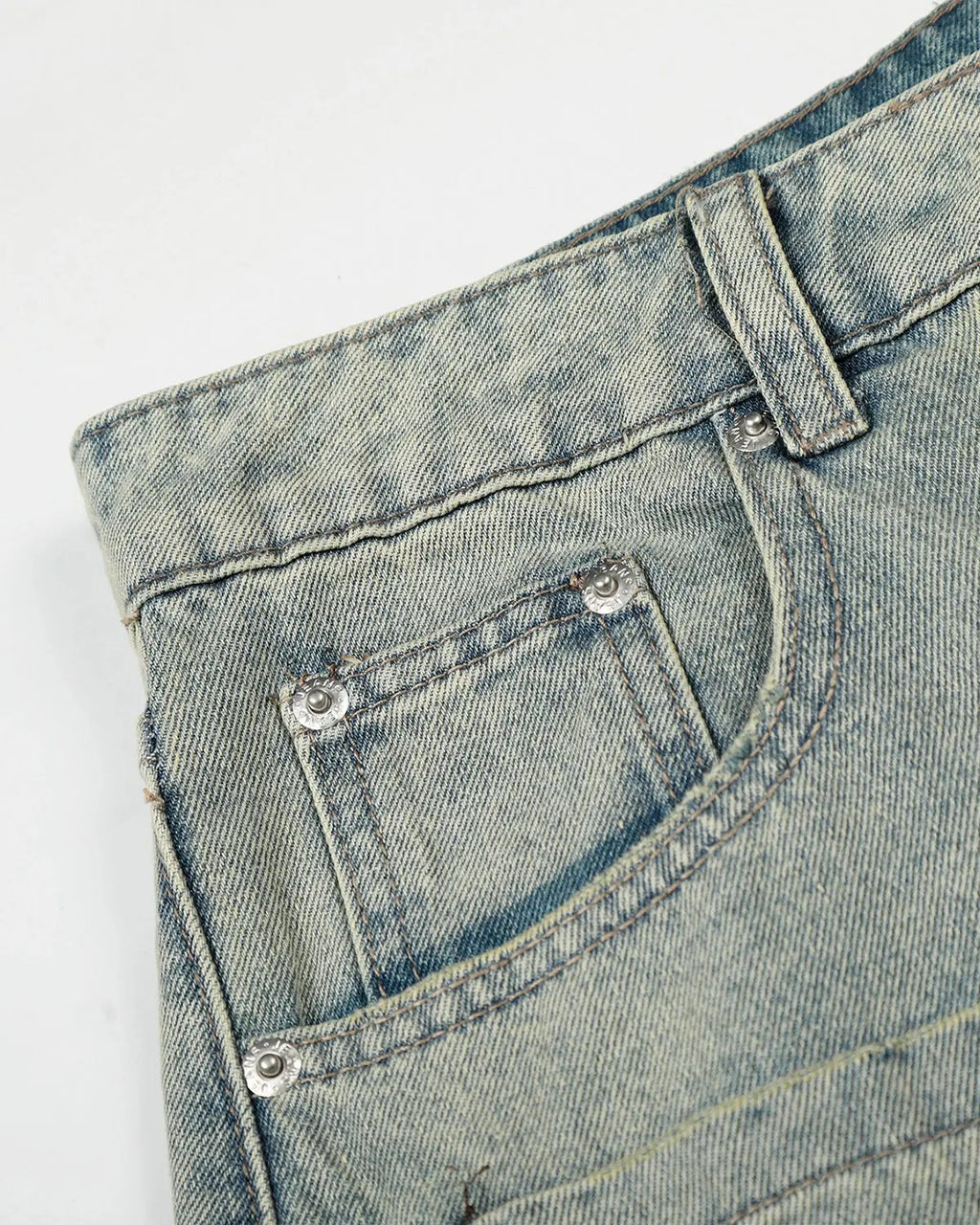 Black acid wash rhinestone baggy jeans by Flation Streetwear, showcasing relaxed fit and sparkling embellishments.
