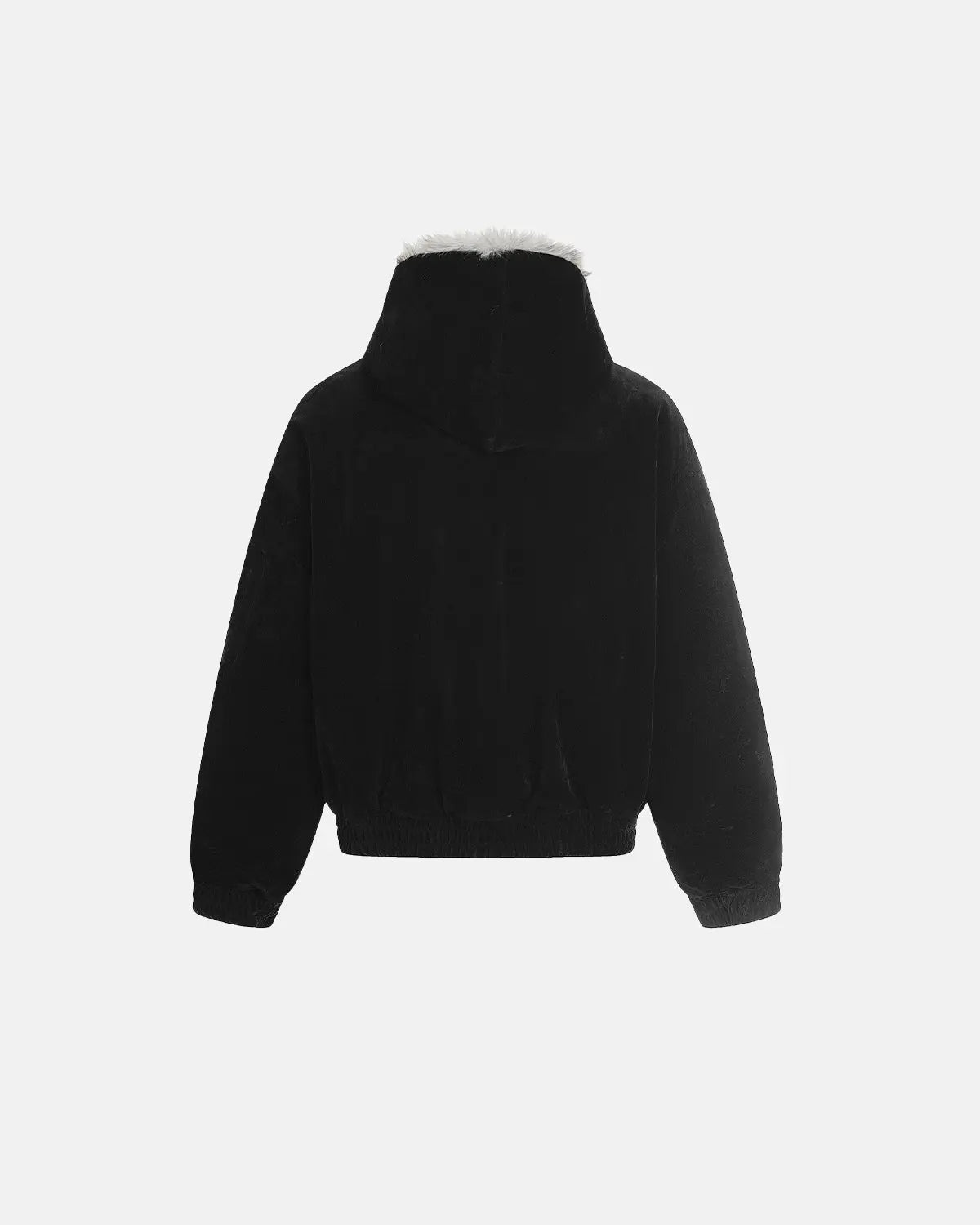 Flation faux fur-lined clasp bomber jacket featuring a stylish design and cozy fur interior, perfect for streetwear fashion.
