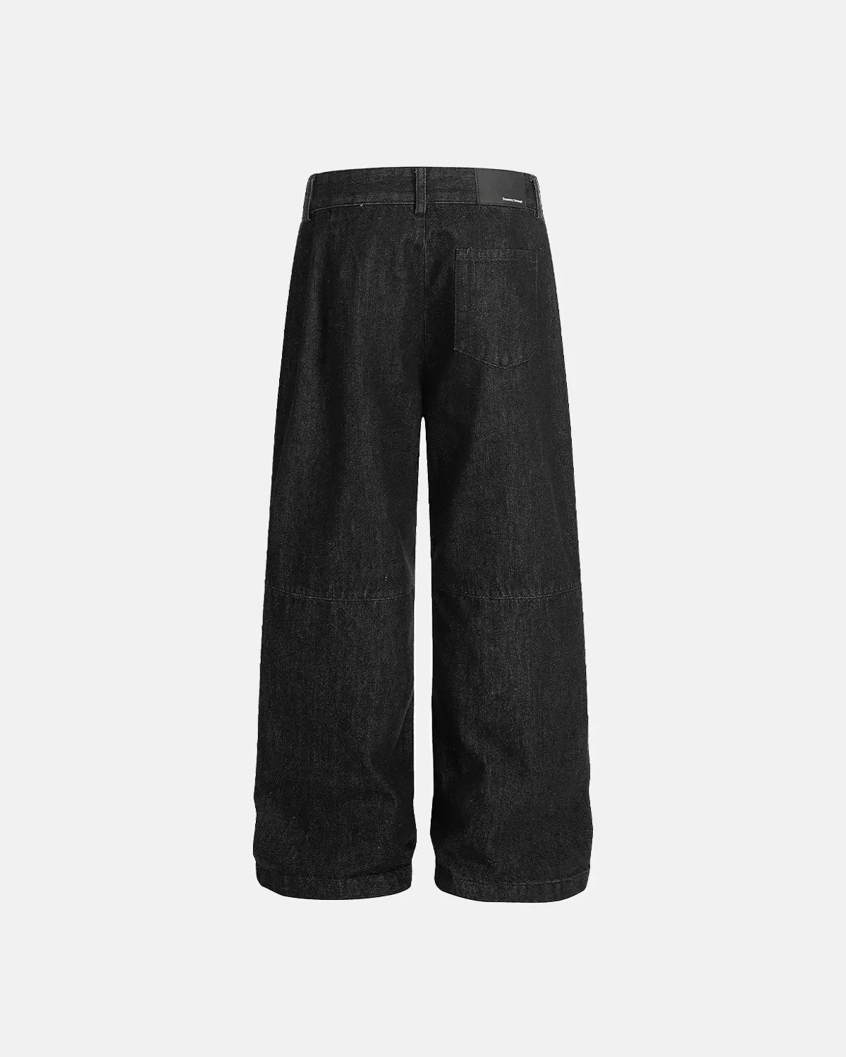 Flation Pleated Raw Baggy Jeans featuring a relaxed fit, pleated design, and raw hem, styled for streetwear fashion.