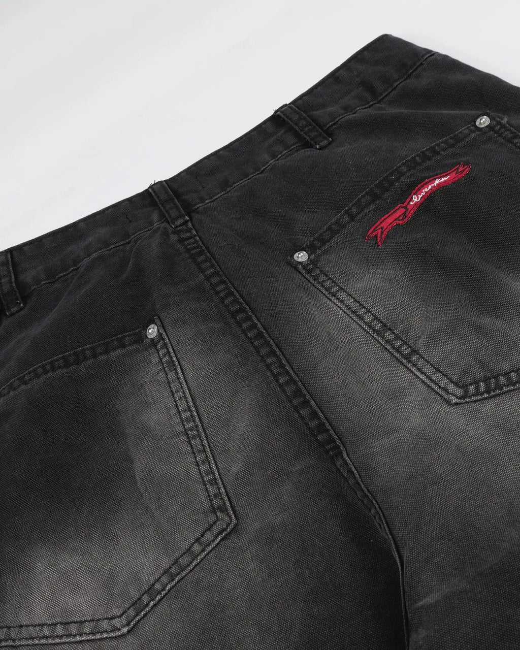 Retro washed wide-leg jeans by Flation Streetwear featuring a relaxed fit and vintage-inspired design.