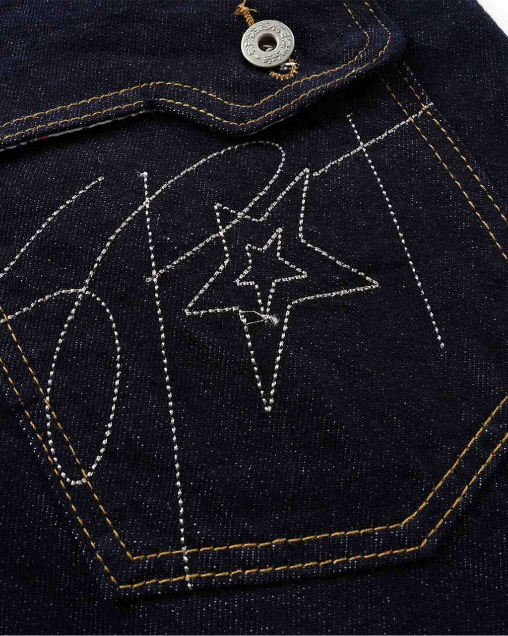 Black selvedge buckle baggy jeans by Flation Streetwear featuring a relaxed fit and classic denim details.