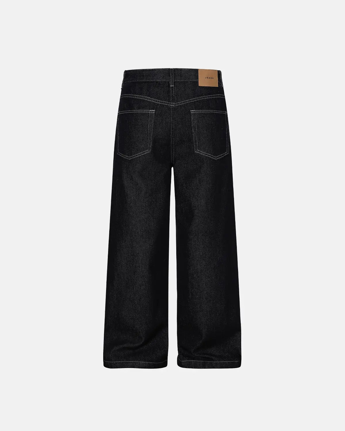 Black Flation streetwear baggy denim jeans with studded rhinestone details, relaxed fit and stylish design.