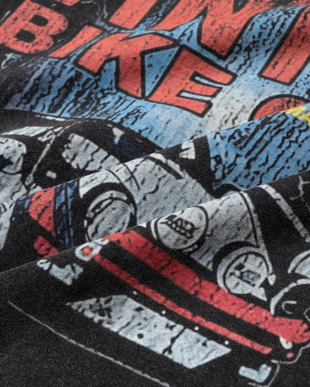 Black vintage graphic snow-washed T-shirt by Flation Streetwear featuring retro-inspired design and casual street style.