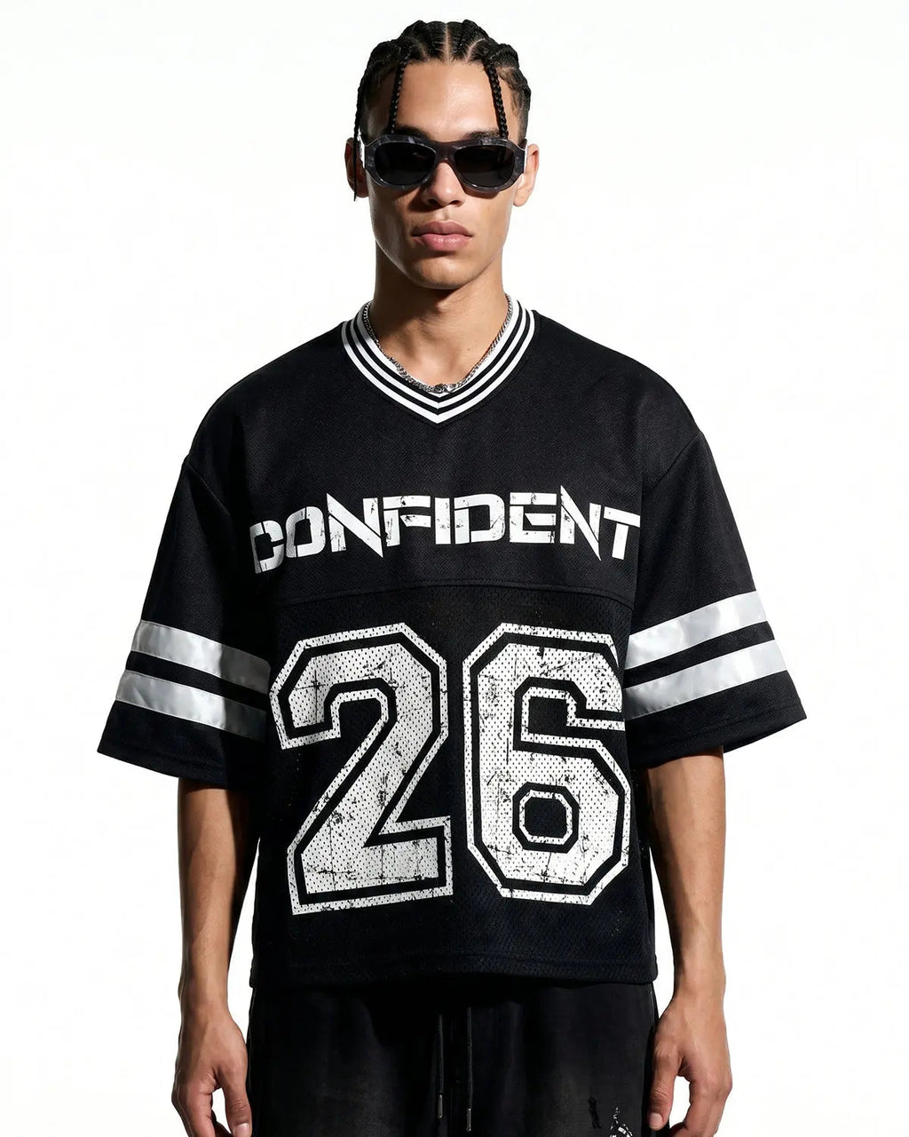 Black vintage number mesh jersey by Flation Streetwear featuring a bold number print and breathable mesh fabric.