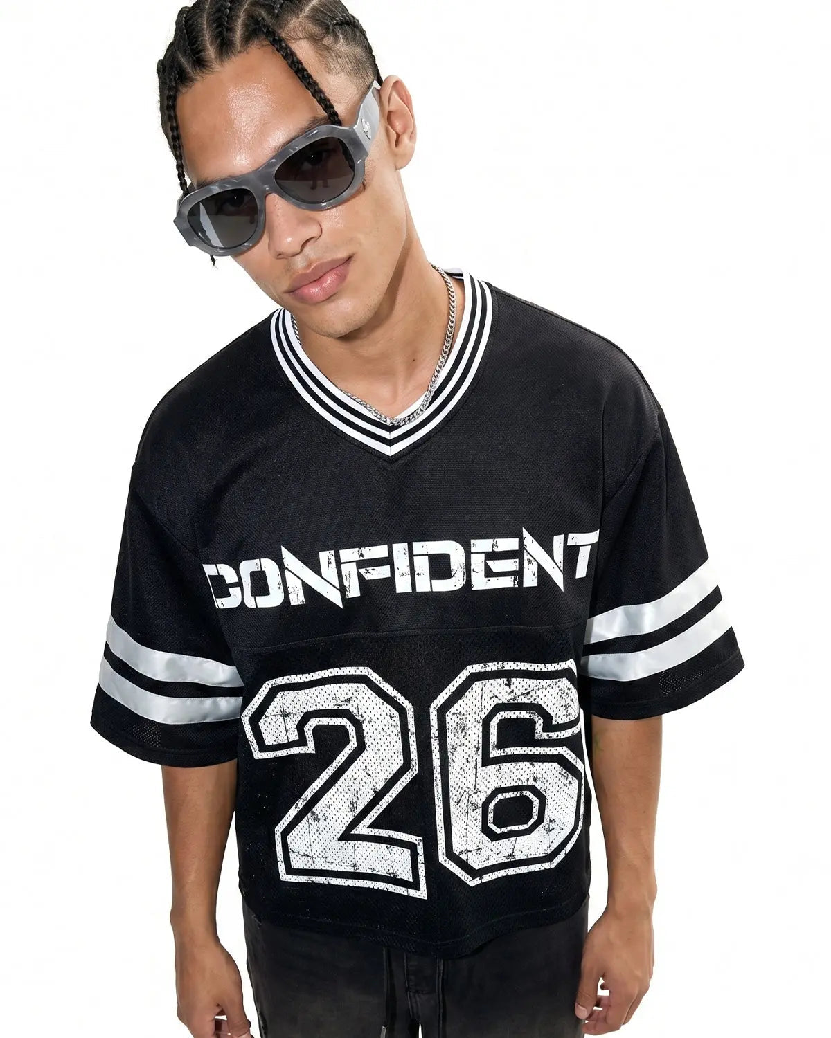 Black vintage number mesh jersey by Flation Streetwear featuring bold number design and breathable mesh fabric.