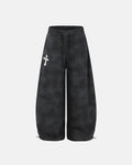 Black washed Cross Barrel Sweatpants by Flation Streetwear with relaxed fit and stylish design, shown on a model.