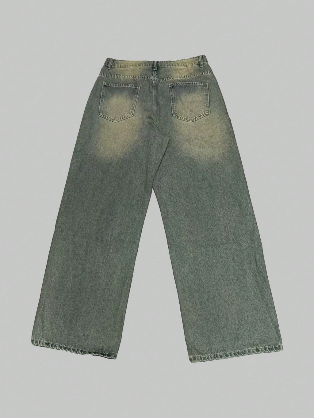 Black Flation wide-leg loose fit distressed vintage denim jeans displayed on a model.