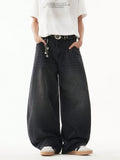 Black Flation wide-leg loose fit distressed vintage denim jeans with relaxed style and distressed details.