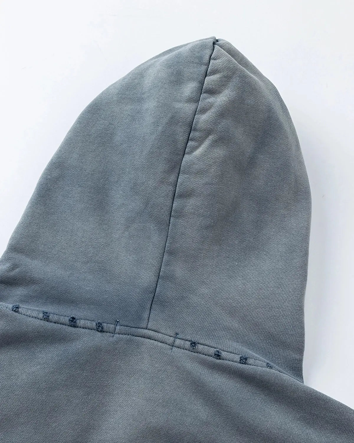 Blue distressed acid wash zip-up hoodie by Flation Streetwear, featuring a casual fit and rugged design.