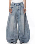 Flation Rhinestone Baggy Barrel Jeans with rhinestone embellishments, relaxed fit streetwear denim pants.