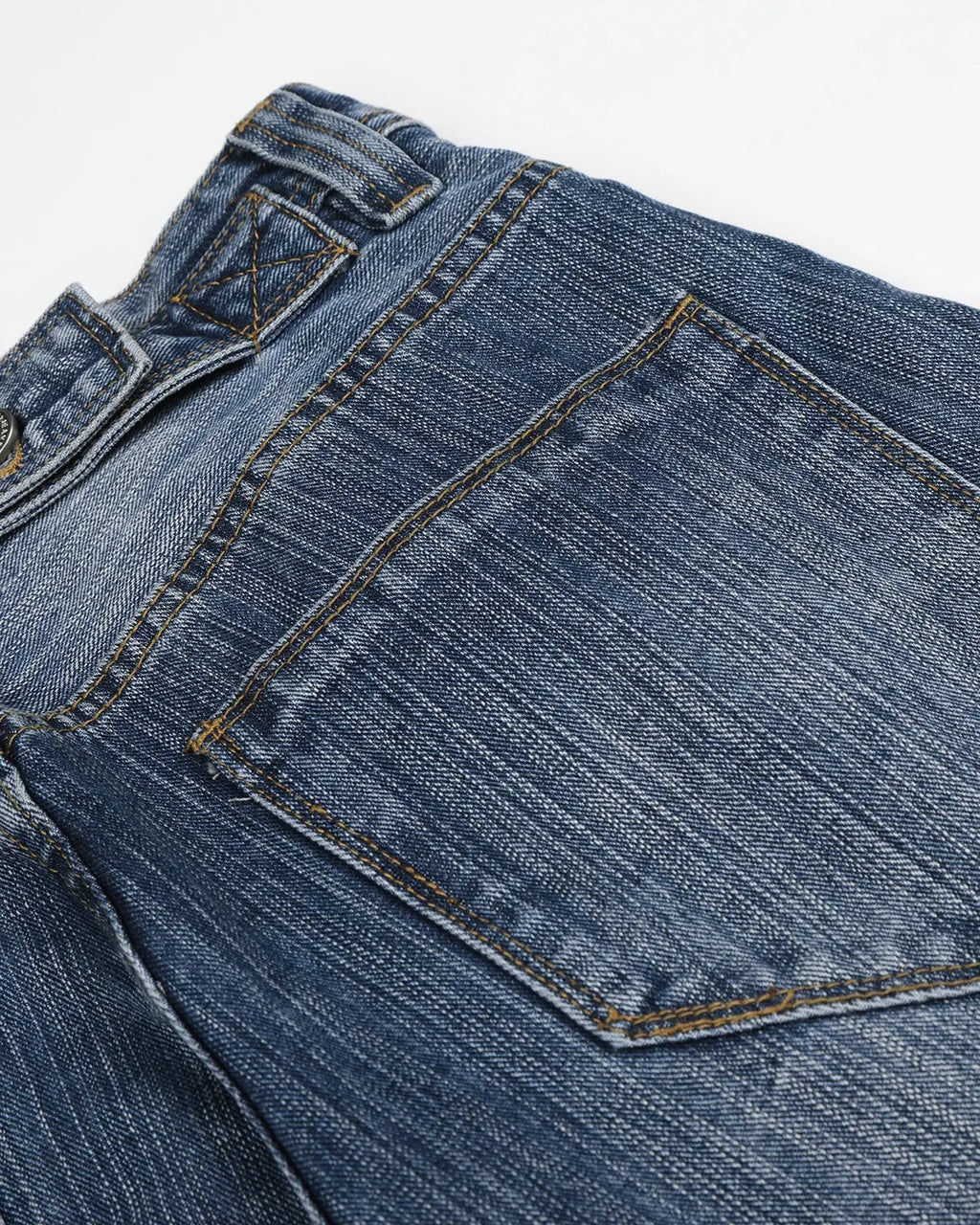 Blue Flation streetwear baggy jeans with adjustable waist and bamboo weave fabric, relaxed fit, casual style.