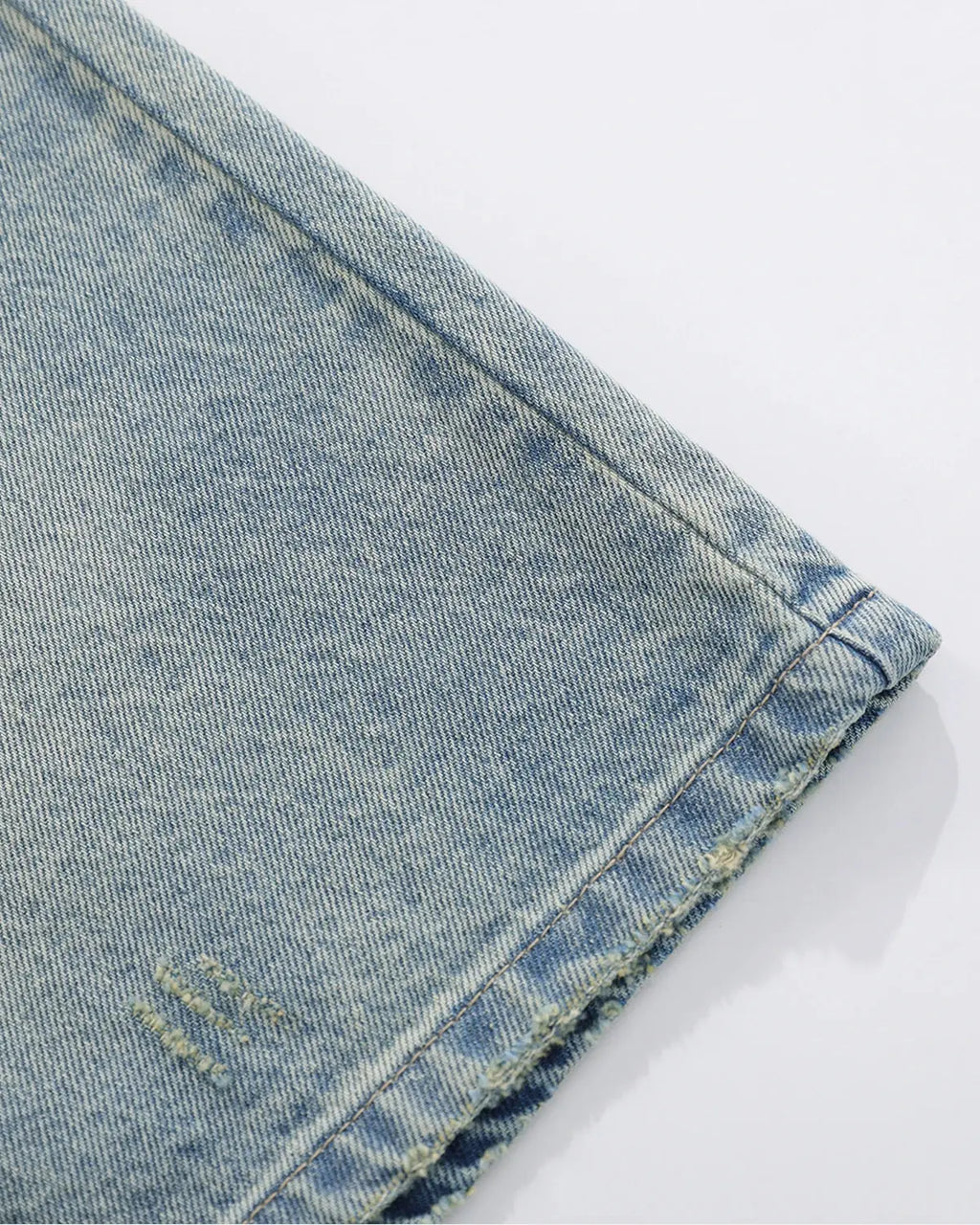 Blue Dollar Patch Embroidery Denim Jorts by Flation Streetwear, casual denim shorts with embroidered dollar patch design.