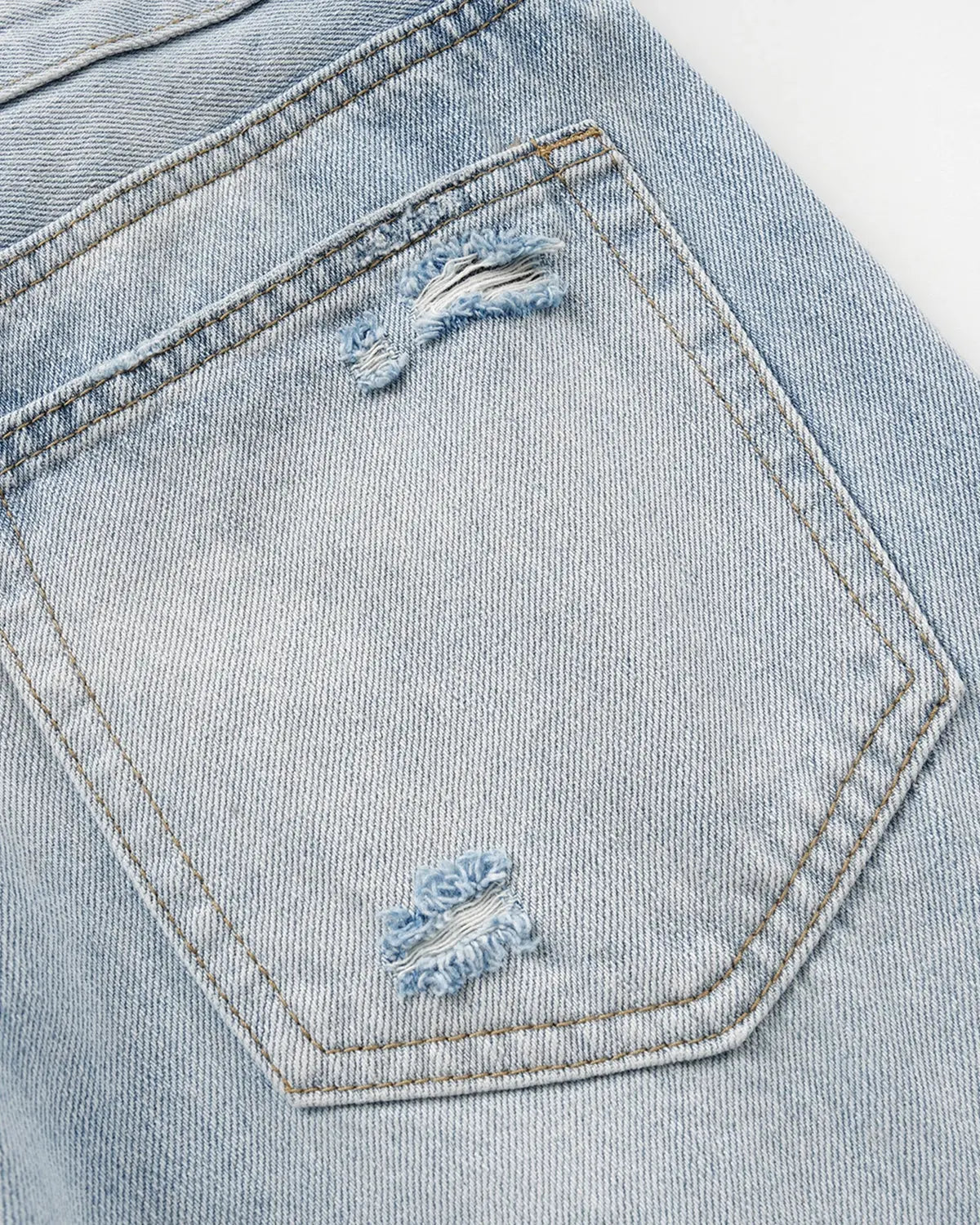 Blue Flation streetwear double waist distressed baggy jeans with ripped details and relaxed fit, showcasing casual denim style.