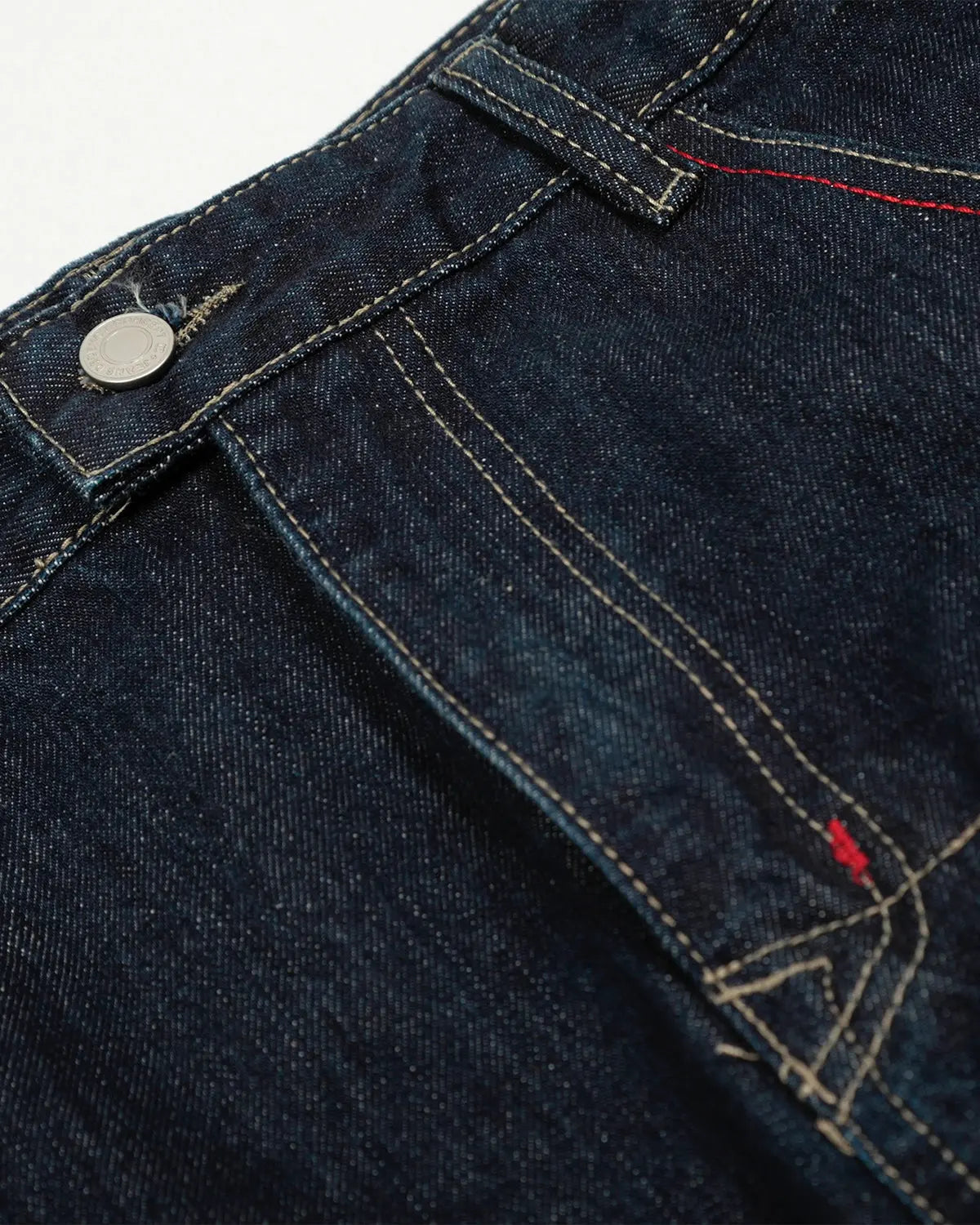 Raw blue deconstructed baggy jeans by Flation Streetwear featuring relaxed fit and distressed detailing.