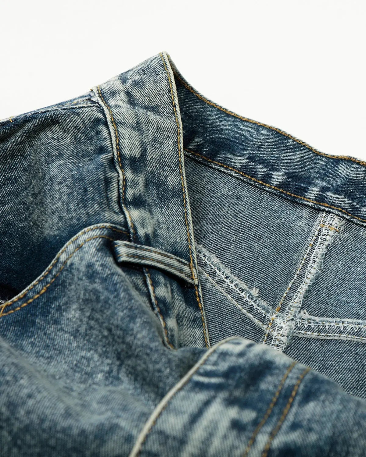 Flation rhinestone acid wash baggy jeans with distressed details and relaxed fit, stylish streetwear denim for casual wear.