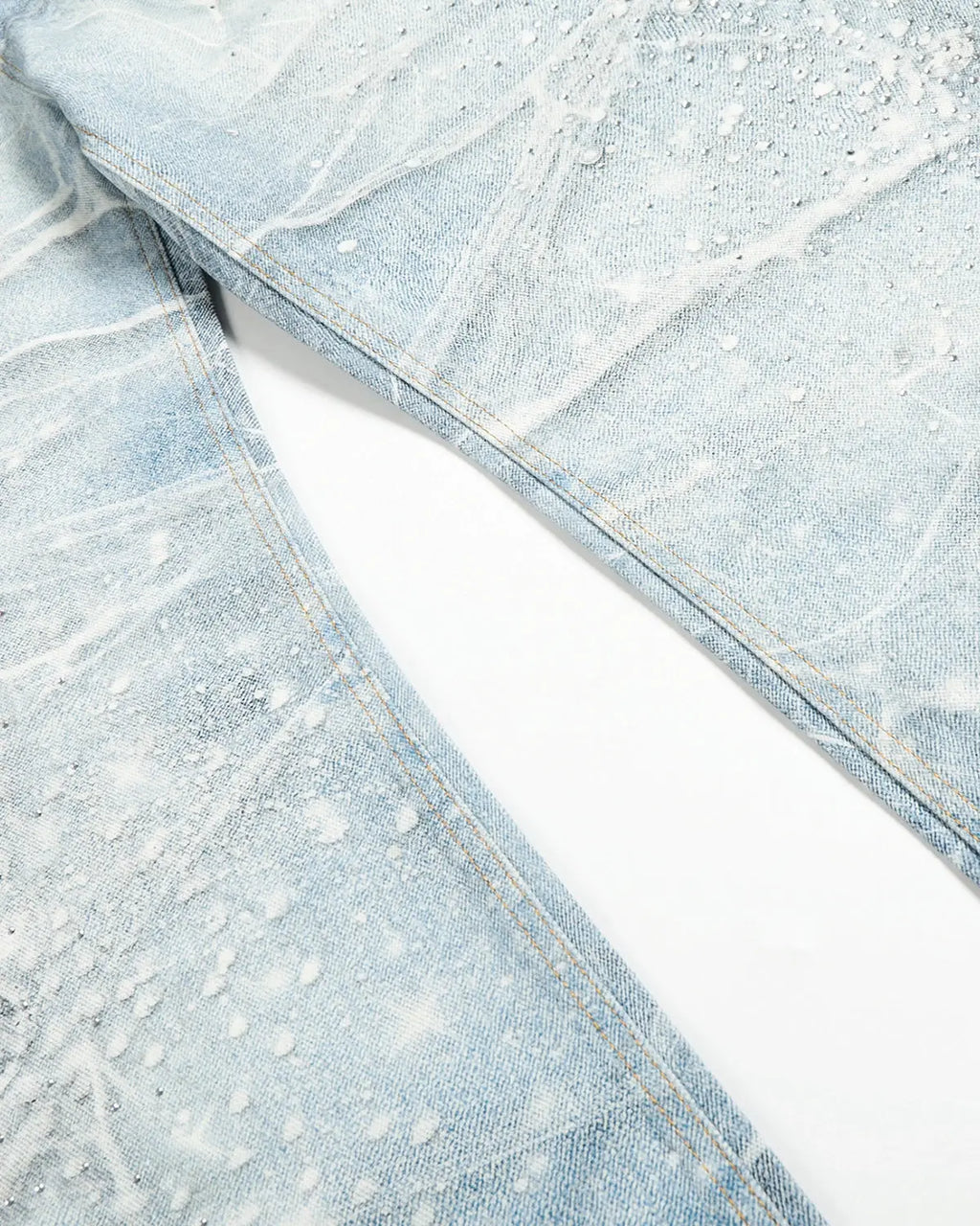 Inflation Rhinestone Lightning Baggy Barrel Jeans featuring rhinestone embellishments and a relaxed streetwear fit.