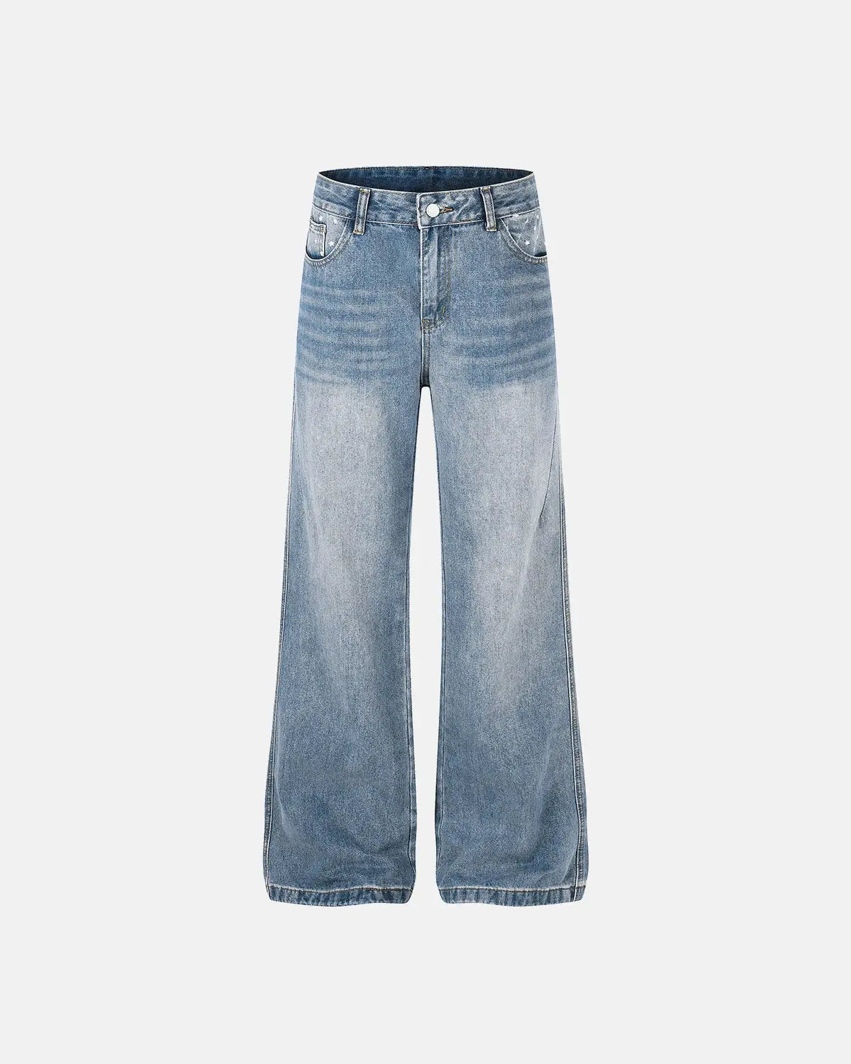 Inflation Star Pocket Bootcut Jeans featuring star-embellished pockets and classic denim fit, casual streetwear style.