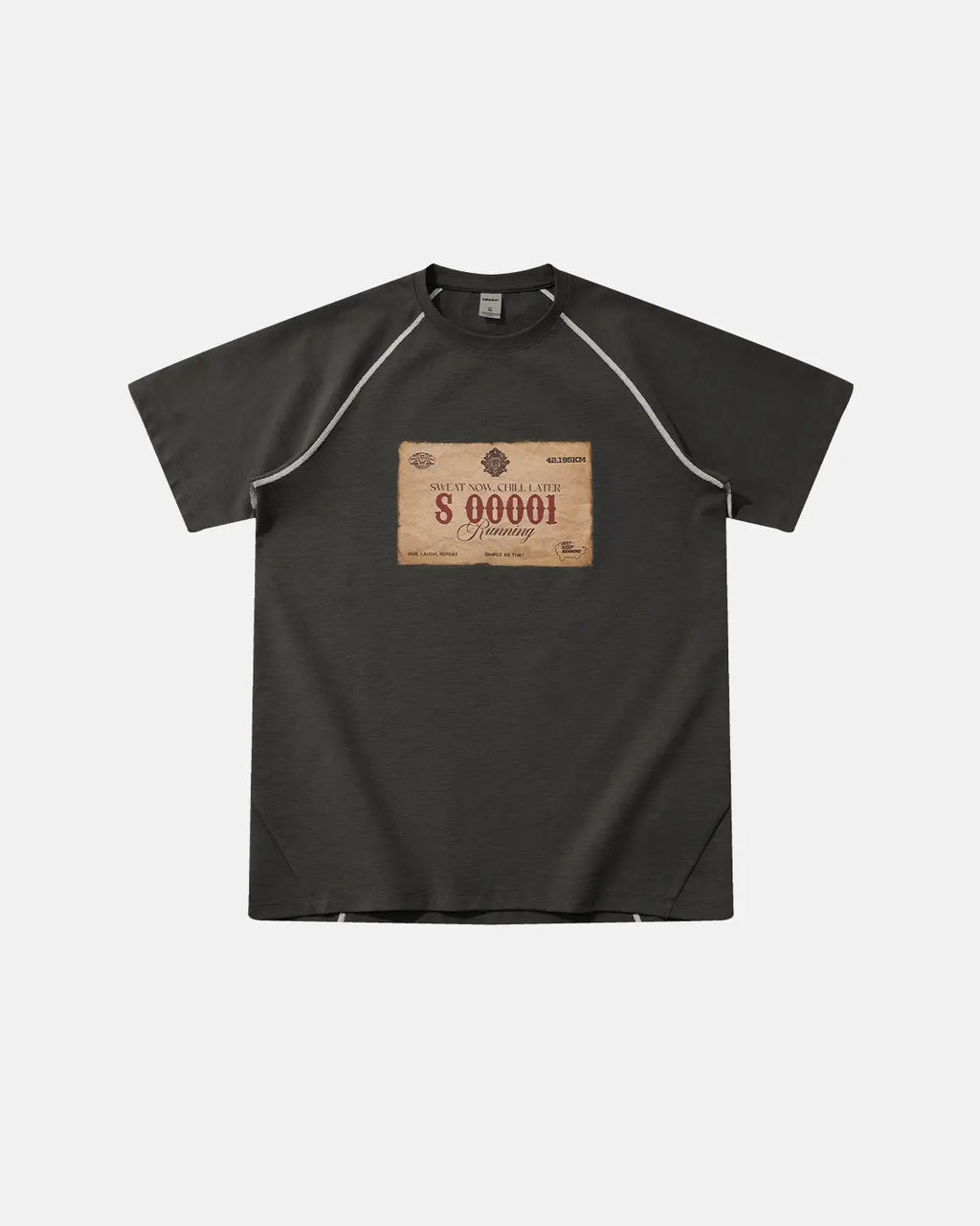 Retro graphic print Flation streetwear raglan T-shirt with vintage-inspired design and bold colors, casual fit for everyday wear.