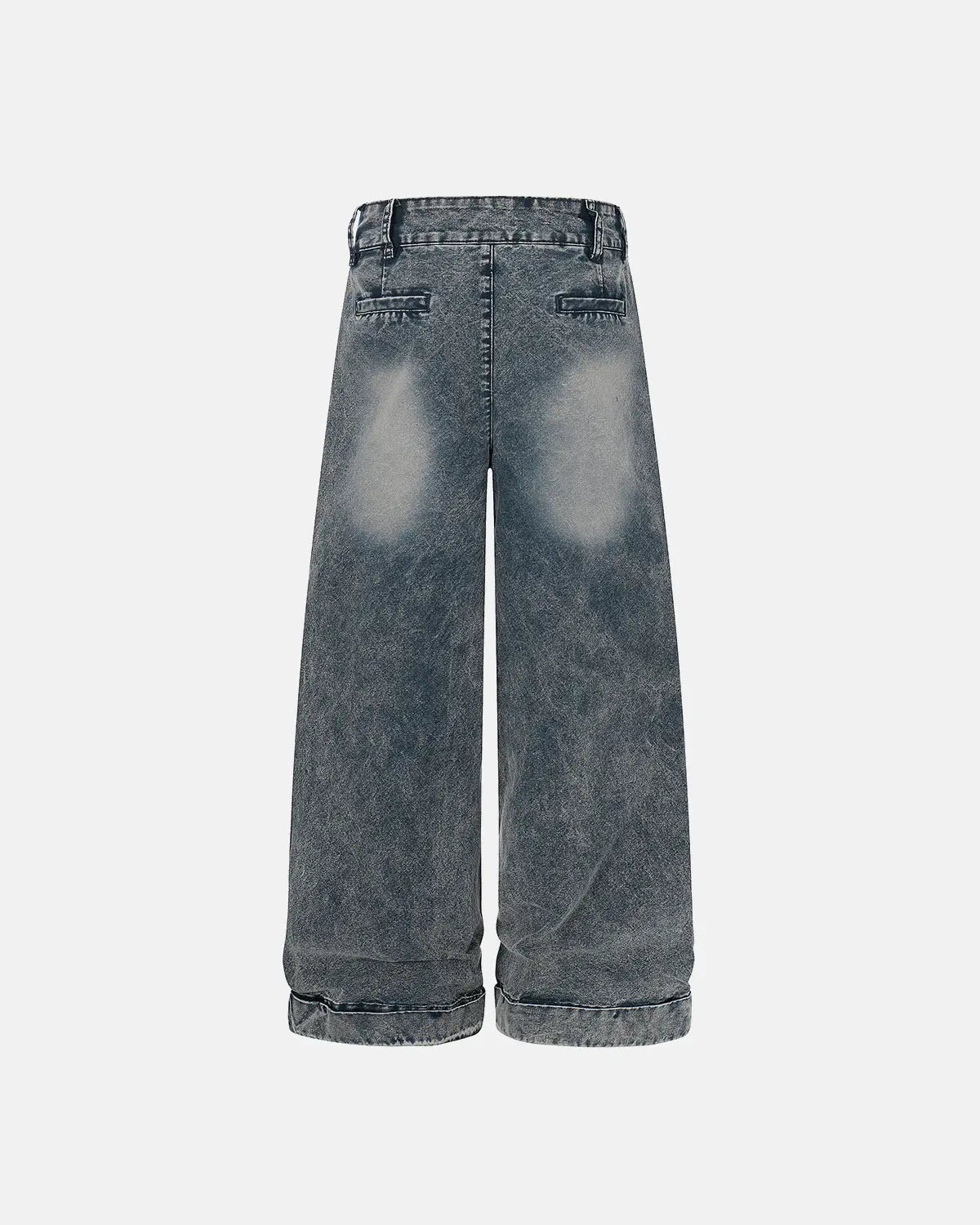Retro washed wide-leg baggy jeans by Flation Streetwear, featuring a relaxed fit and faded denim look.