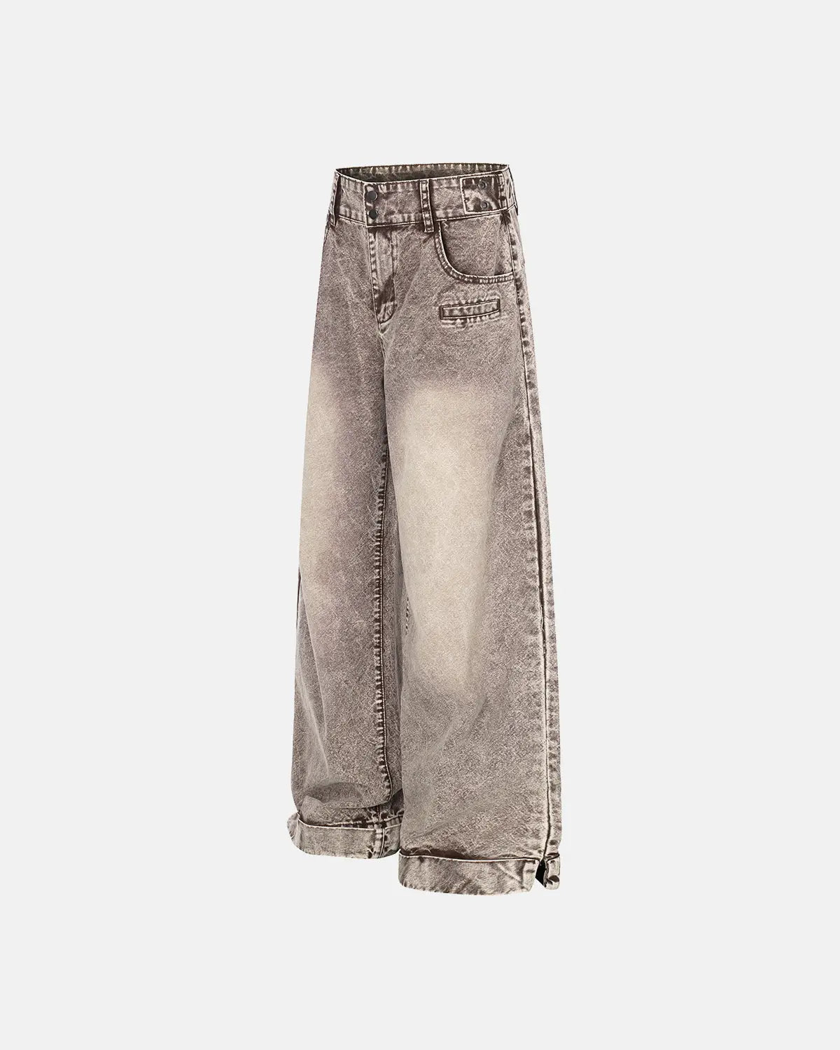 Retro washed wide-leg baggy jeans by Flation, featuring a relaxed fit and vintage style with faded denim texture.