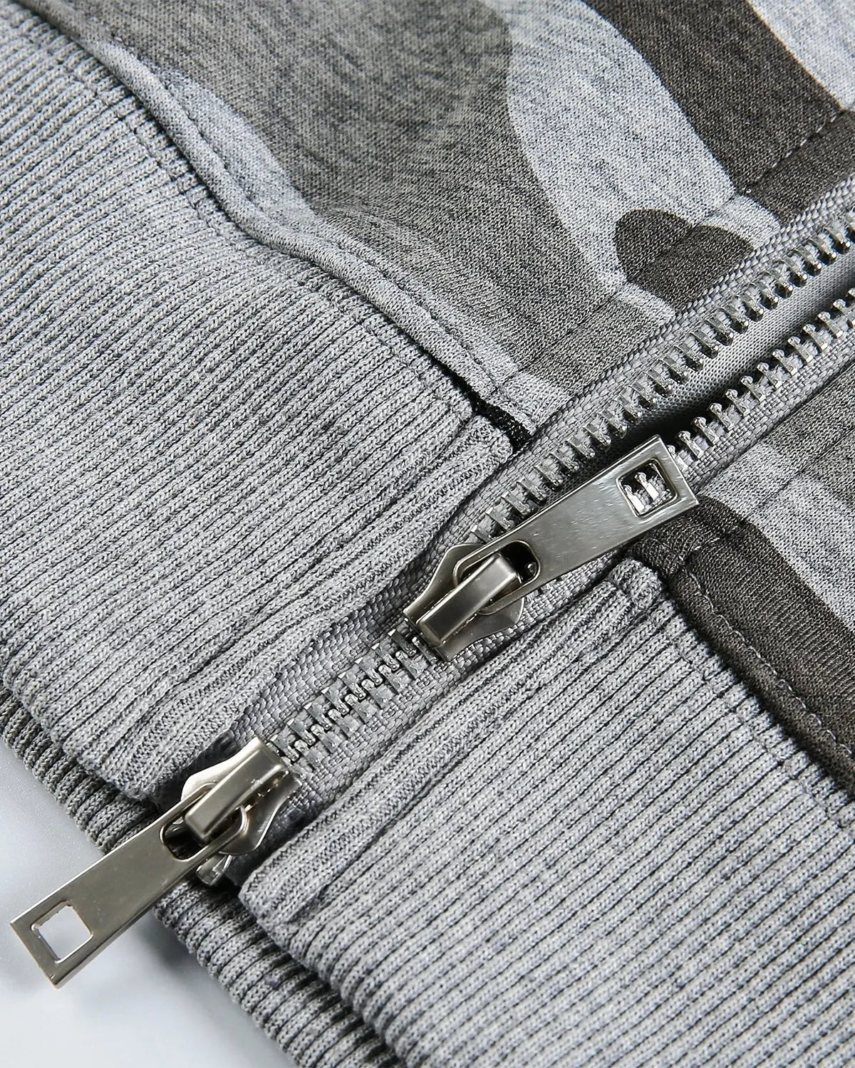 Cropped camouflage zip-up hoodie from Flation Streetwear featuring a green and brown camo pattern and adjustable hood.