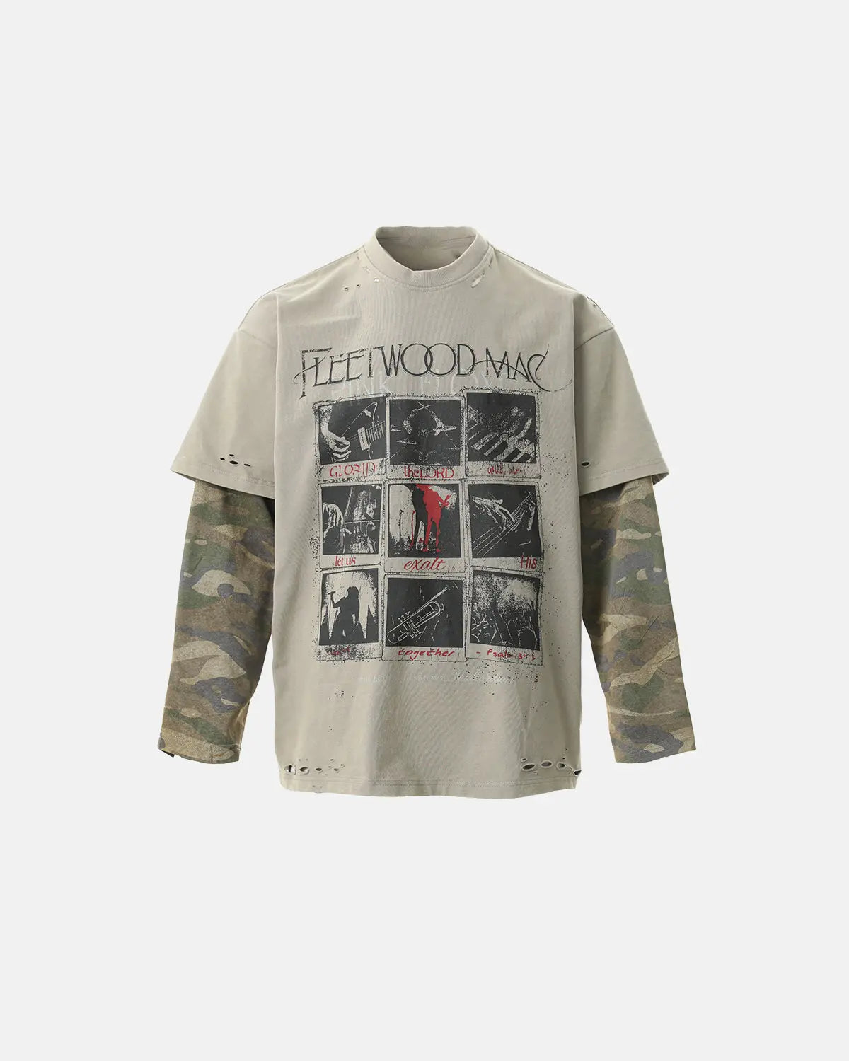 Camo sleeve layered graphic T-shirt by Flation Streetwear featuring a camo design with layered graphic elements.