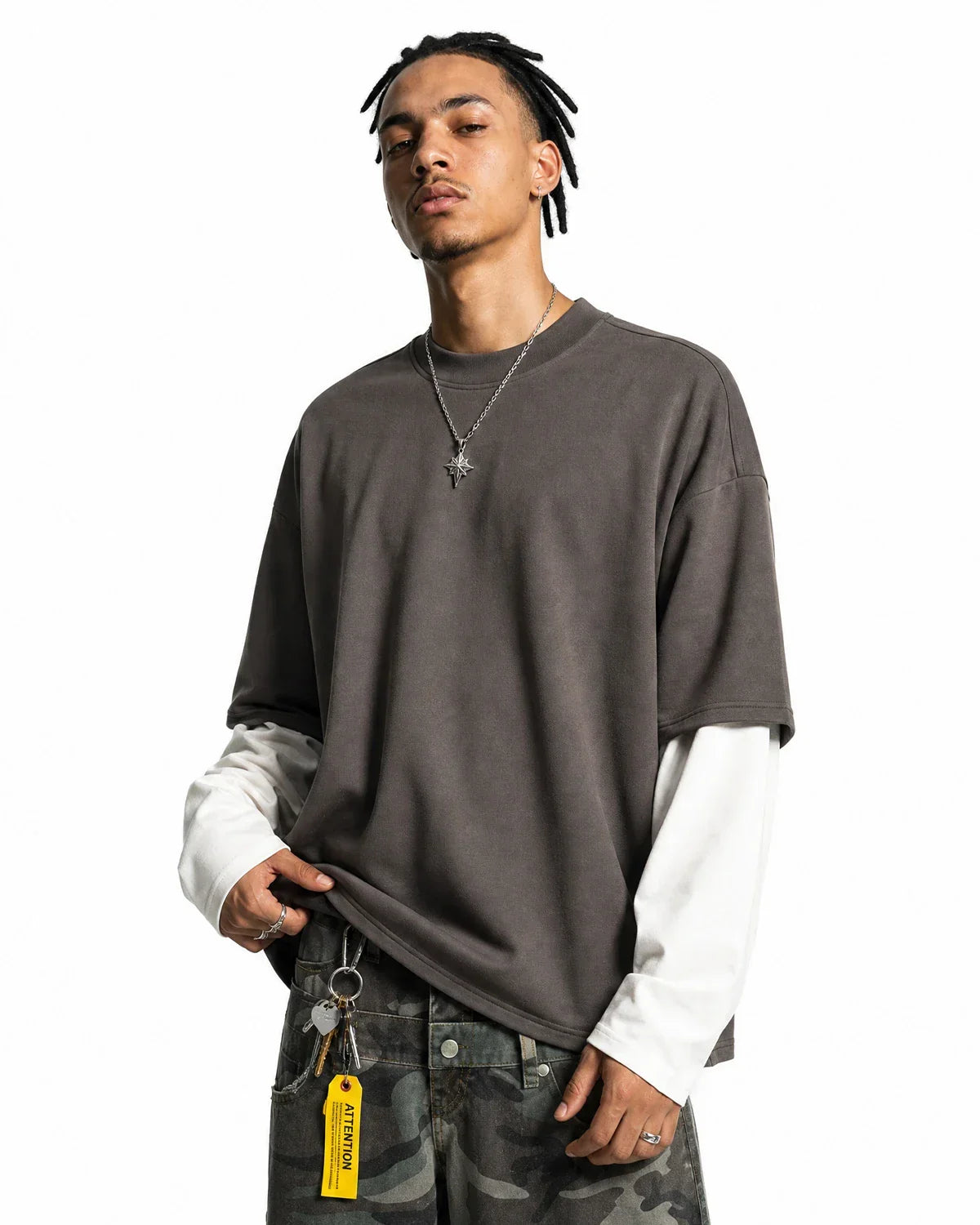 Color block long sleeve tee by Flation Streetwear, featuring bold color blocking and a casual fit in a stylish design.