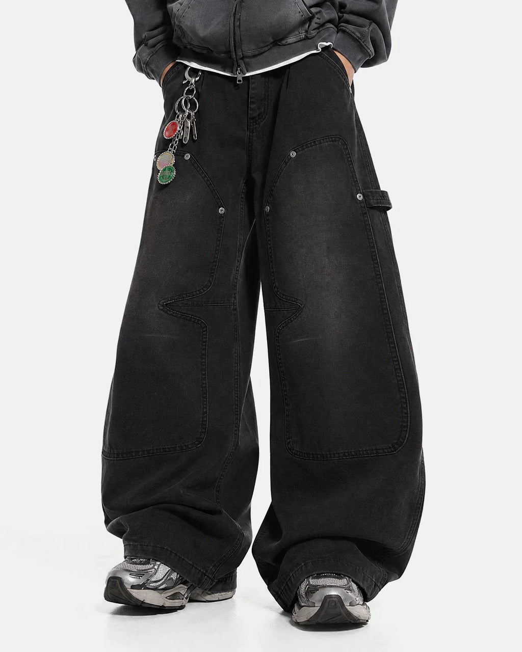 Light brown washed barrel cargo pants by Flation Streetwear, featuring relaxed fit and multiple utility pockets.