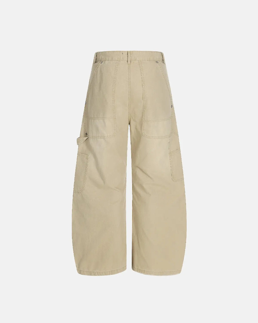 Coffee-colored washed barrel cargo pants by Flation Streetwear featuring relaxed fit and multiple utility pockets.