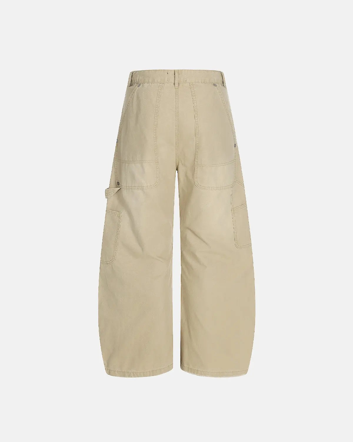 Coffee-colored washed barrel cargo pants by Flation Streetwear featuring relaxed fit and multiple utility pockets.