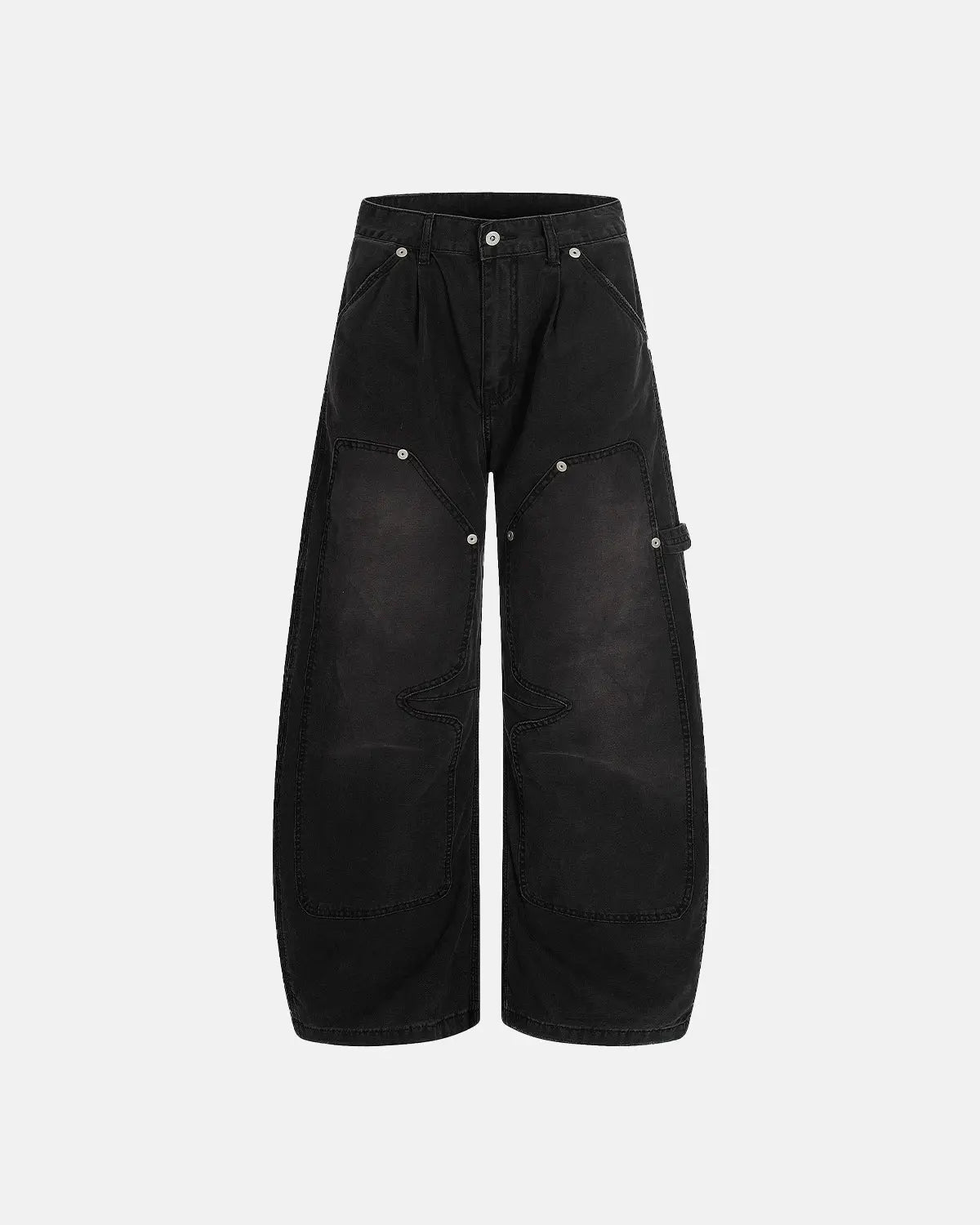 Coffee-colored washed barrel cargo pants by Flation Streetwear, featuring relaxed fit and multiple utility pockets.