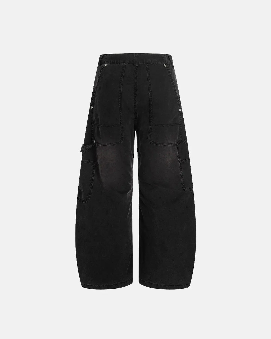 Coffee-colored washed barrel cargo pants by Flation Streetwear, featuring a relaxed fit and multiple utility pockets.