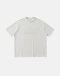 Cream-white Flation Dual-Effect Graphic Heavyweight T-shirt with bold streetwear design, featuring layered graphic effects.