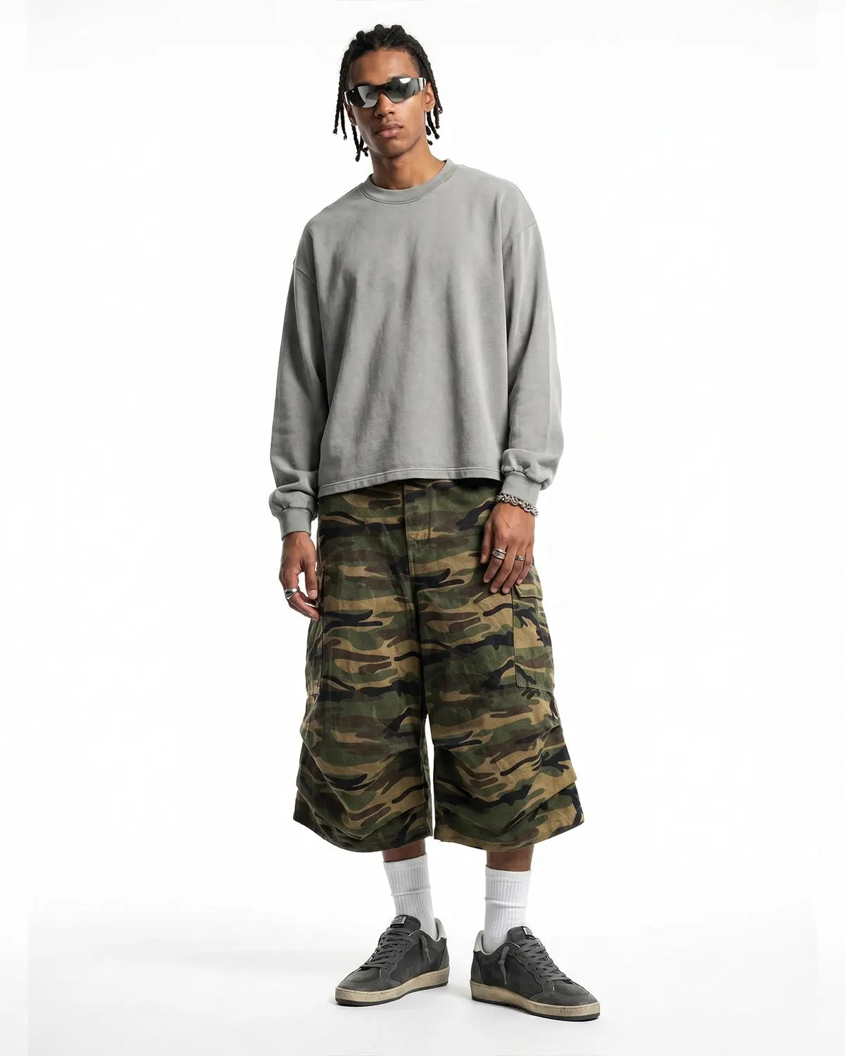 Distressed washed long sleeve tee by Flation Streetwear featuring a relaxed fit and vintage-inspired, faded fabric.
