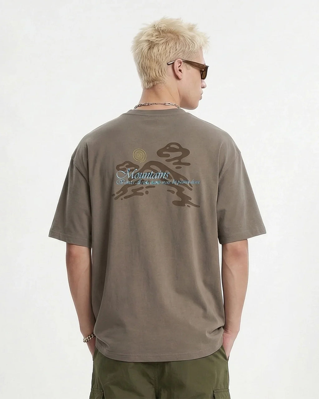 Dark grey heavyweight oversized graphic T-shirt by Flation Streetwear featuring bold front print and relaxed fit.