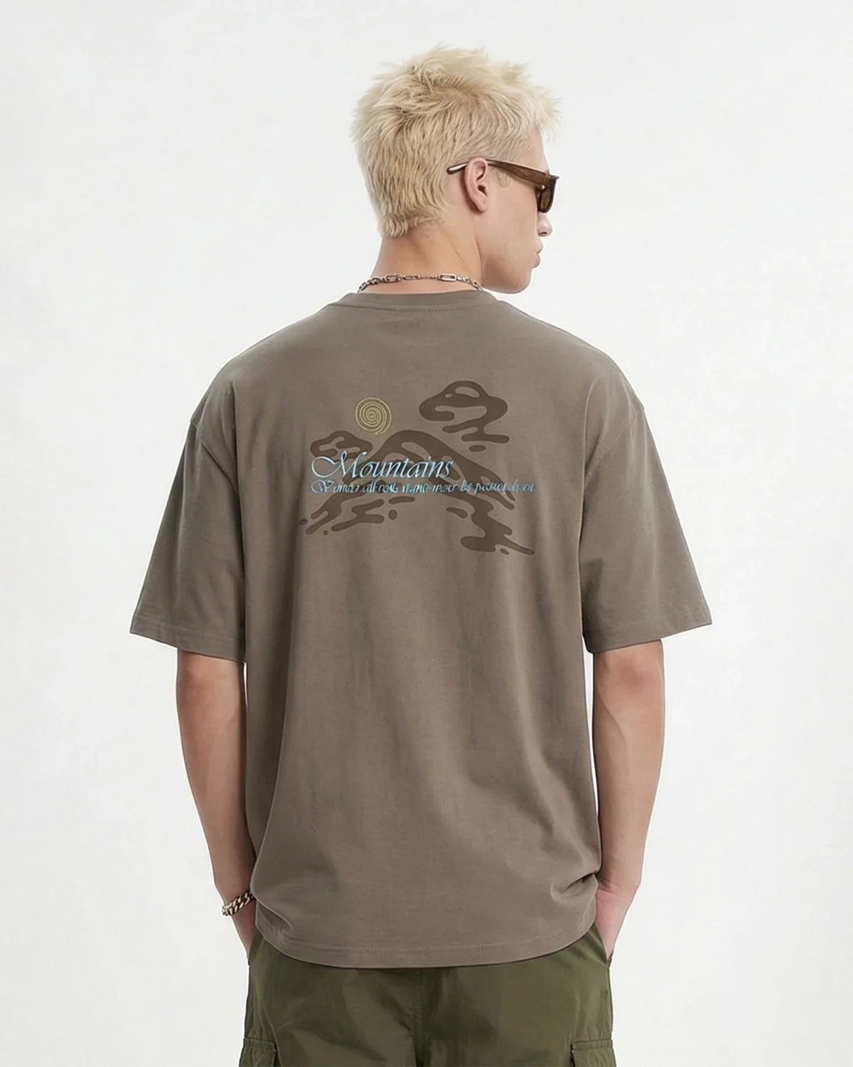 Dark grey heavyweight oversized graphic T-shirt by Flation Streetwear featuring bold front print and relaxed fit.