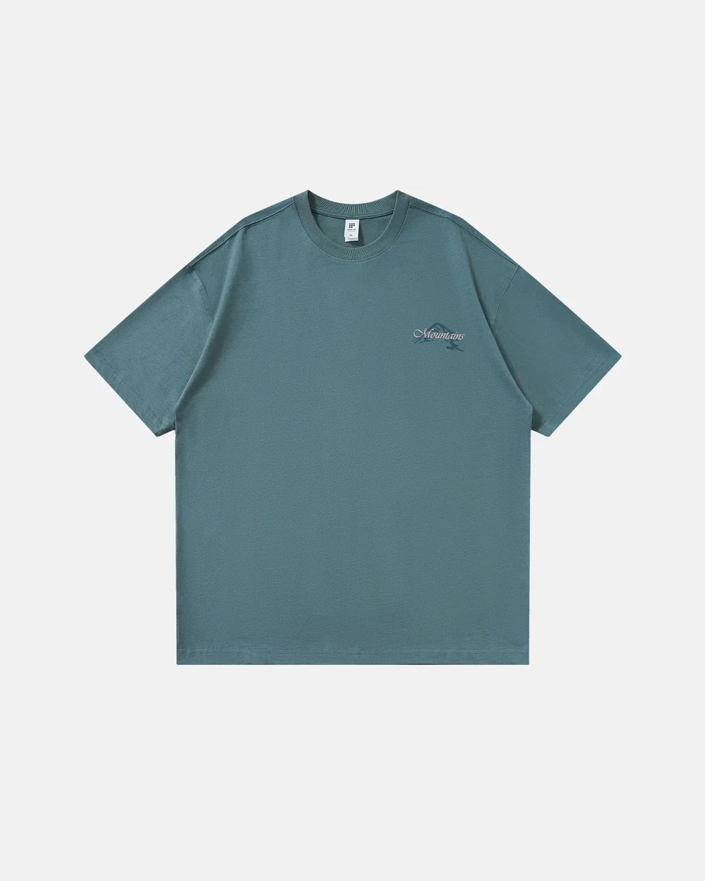 Dark grey heavyweight oversized graphic T-shirt by Flation Streetwear featuring bold urban design and comfortable fit.