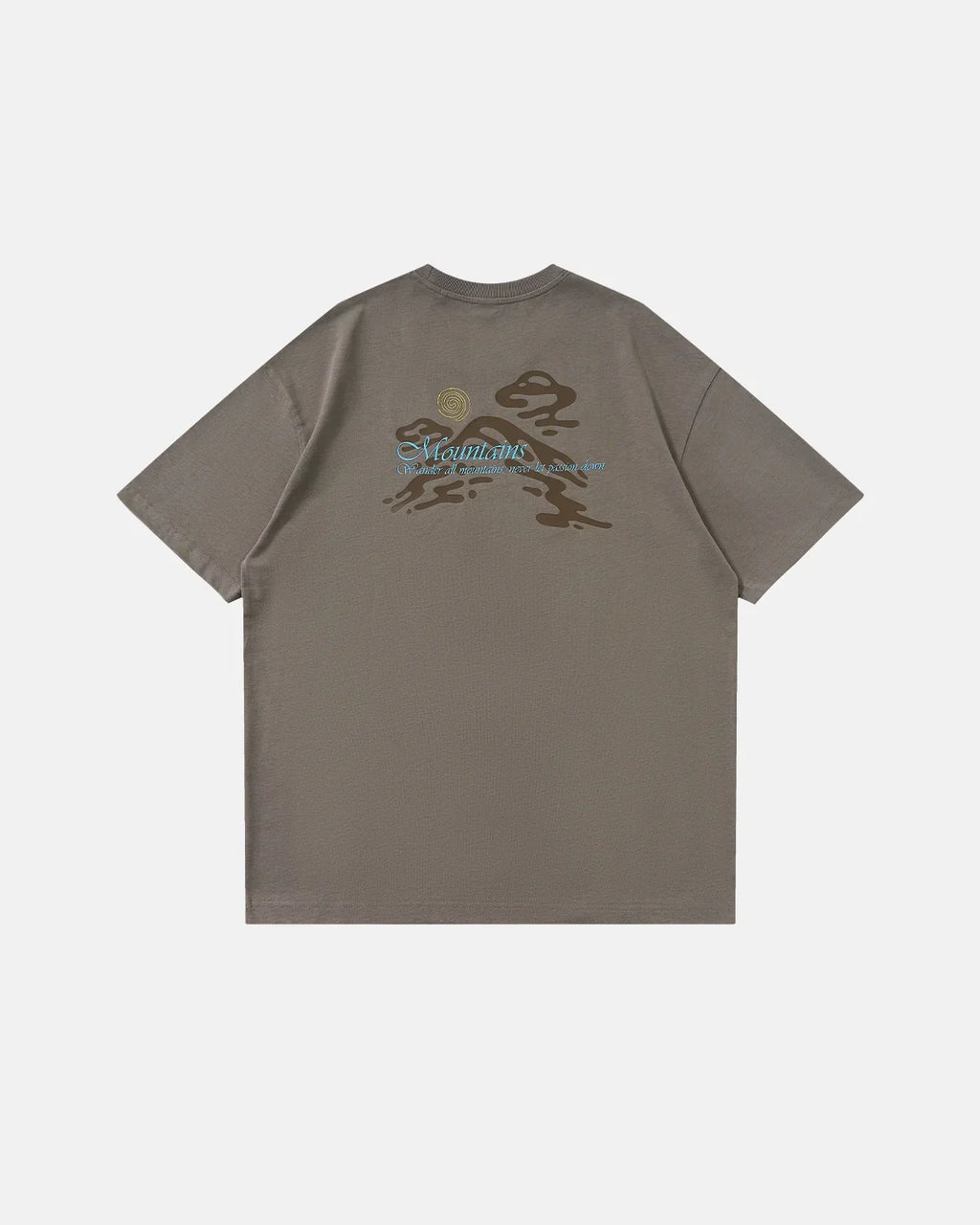 Dark grey heavyweight oversized graphic T-shirt by Flation Streetwear, featuring bold urban design on the front.