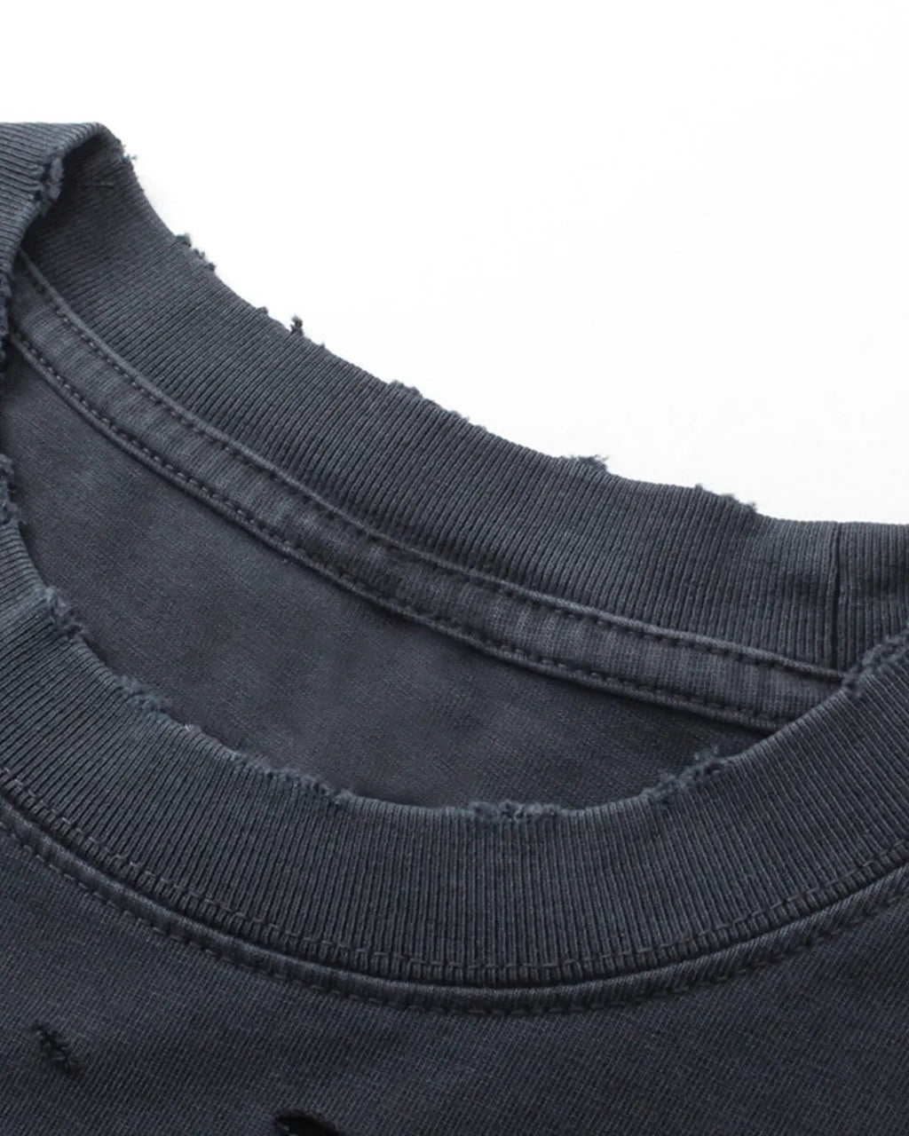 Inflation Streetwear ripped distressed washed oversized T-shirt with frayed edges and broken fabric details on a casual fit.
