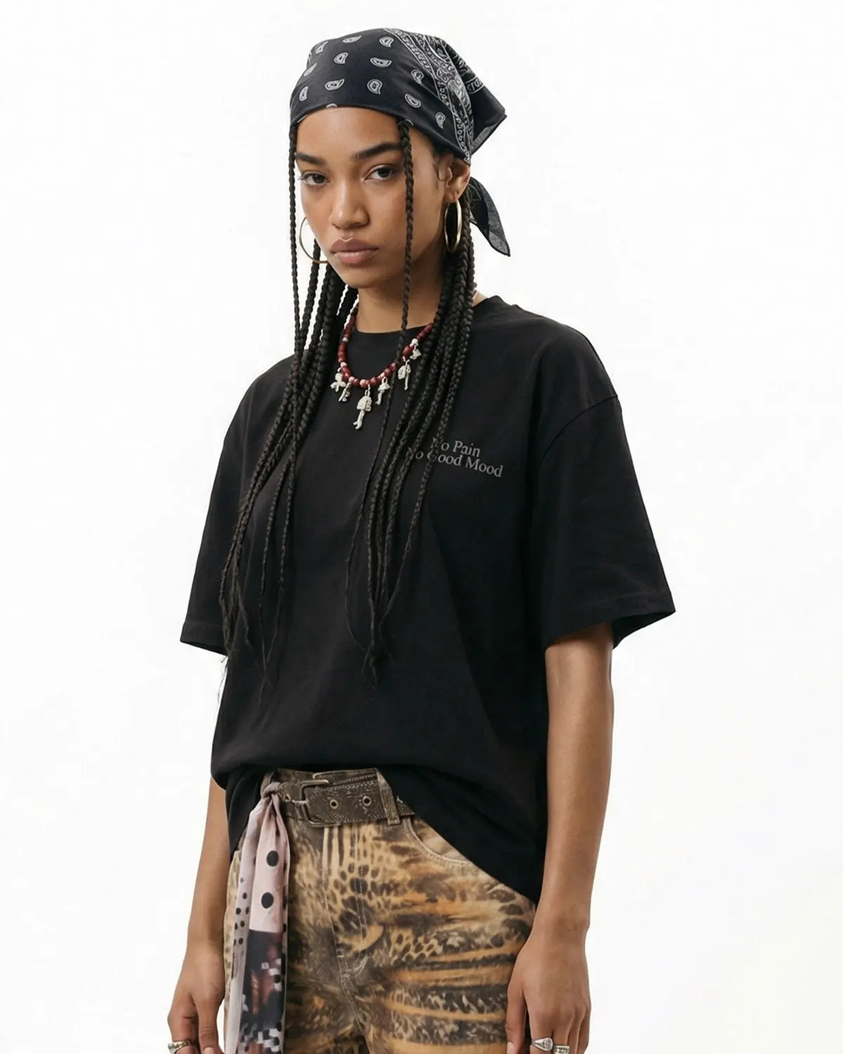 Green distressed reflective washed T-shirt by Flation Streetwear showing a relaxed fit and distressed details.