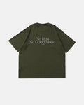 Green distressed reflective washed T-shirt by Flation Streetwear, featuring a casual fit and urban style design.