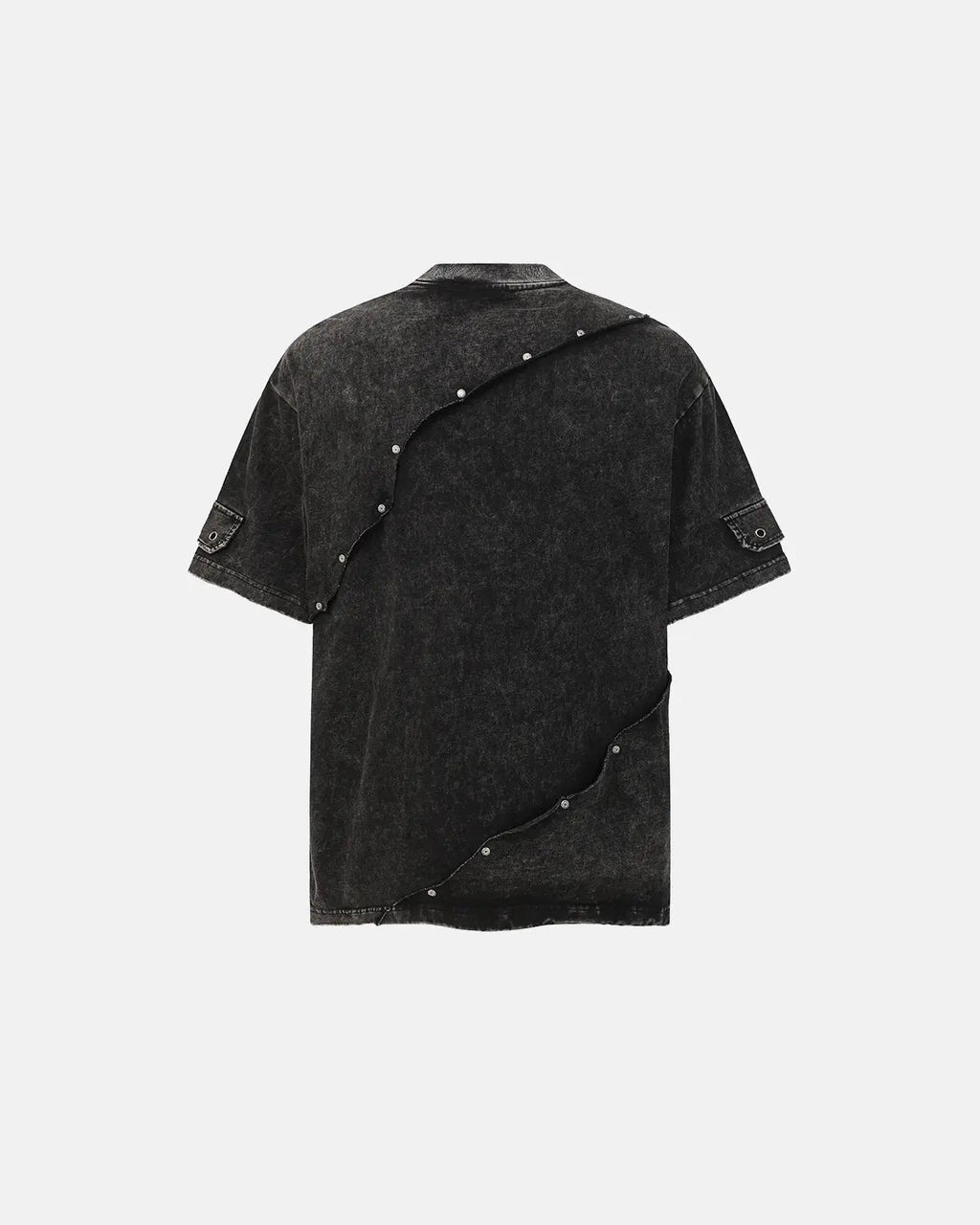 Grey deconstructed washed oversized T-shirt by Flation Streetwear, featuring a relaxed fit and distressed design.
