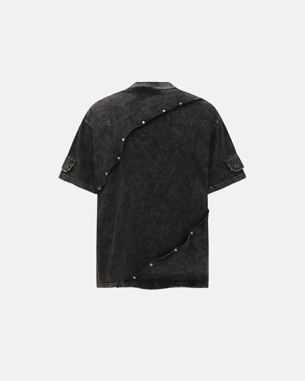 Grey deconstructed washed oversized T-shirt by Flation Streetwear, featuring a relaxed fit and distressed design.